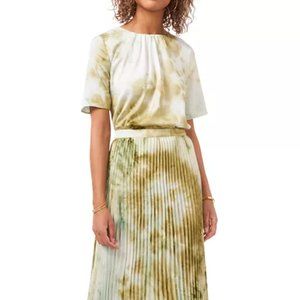 Vince Camuto Tie-Dyed Pleated Handkerchief-Hem Skirt & Top.